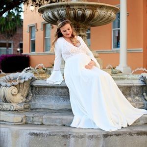 White long sleeve maxi dress
